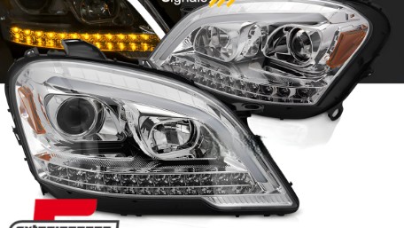 Prednja svjetla TubeLight LED SEQ žmigavci (chrome) / Mercedes ML klasa W164 Facelift (2008-2011), LPMED9