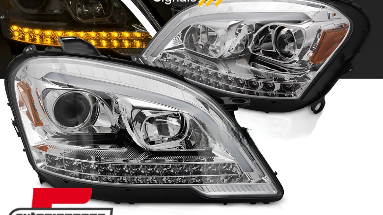 Prednja svjetla TubeLight LED SEQ žmigavci (chrome) / Mercedes ML klasa W164 Facelift (2008-2011), LPMED9