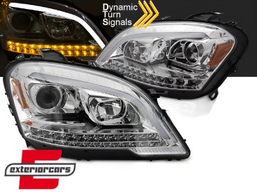 Prednja svjetla TubeLight LED SEQ žmigavci (chrome) / Mercedes ML klasa W164 Facelift (2008-2011), LPMED9