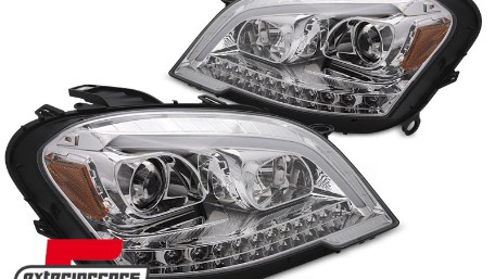 Prednja svjetla TubeLight LED SEQ žmigavci (chrome) / Mercedes ML klasa W164 Facelift (2008-2011), LPMED9