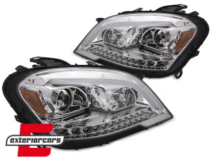 Prednja svjetla TubeLight LED SEQ žmigavci (chrome) / Mercedes ML klasa W164 Facelift (2008-2011), LPMED9