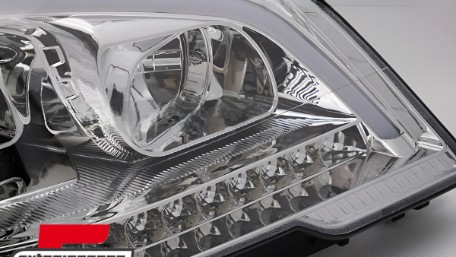 Prednja svjetla TubeLight LED SEQ žmigavci (chrome) / Mercedes ML klasa W164 Facelift (2008-2011), LPMED9