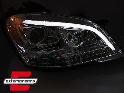 Prednja svjetla TubeLight LED SEQ žmigavci (chrome) / Mercedes ML klasa W164 Facelift (2008-2011), LPMED9