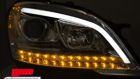Prednja svjetla TubeLight LED SEQ žmigavci (chrome) / Mercedes ML klasa W164 Facelift (2008-2011), LPMED9