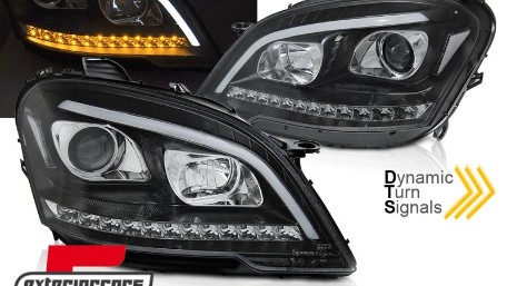 Prednja svjetla TubeLight LED SEQ žmigavci (crna) / Mercedes ML klasa W164 Facelift (2008-2011), LPMEE0