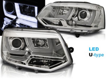 Prednja svjetla U-dizajn LED DRL Xenon look (chrome) / VW T5.1 (2010-2015), LPVWL1