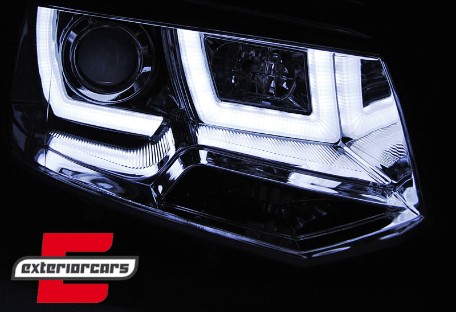 Prednja svjetla U-dizajn LED DRL Xenon look (chrome) / VW T5.1 (2010-2015), LPVWL1