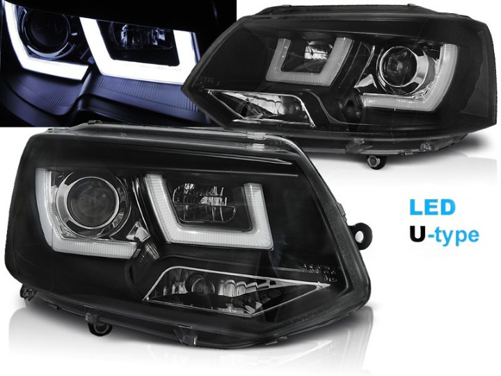 Prednja svjetla U-dizajn LED DRL Xenon look (crna) / VW T5.1 (2010-2015), LPVWL2