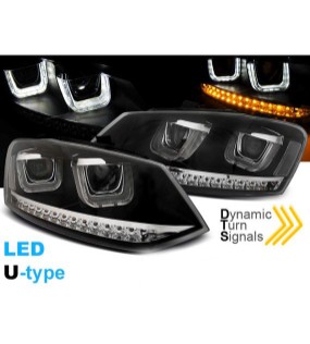 Prednja svjetla U-dizajn LED SEQ žmigavci (crna) / VW Polo 6R (03.2009-03.2014), LPVWN2