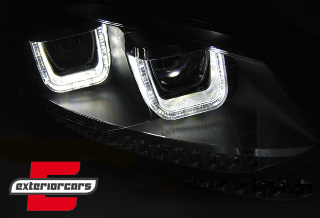 Prednja svjetla U-dizajn LED SEQ žmigavci (crna) / VW Polo 6R (03.2009-03.2014), LPVWN2