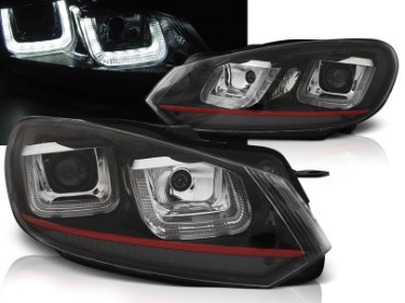 Prednja svjetla U-LED DRL Golf 7 GTI look (crna) / Volkswagen Golf 6 (10.2008-2012), LPVWP5