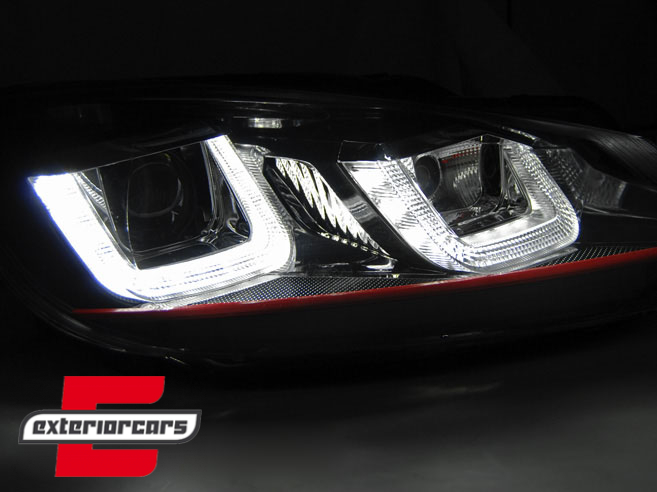 Prednja svjetla U-LED DRL Golf 7 GTI look (crna) / Volkswagen Golf 6 (10.2008-2012), LPVWP5