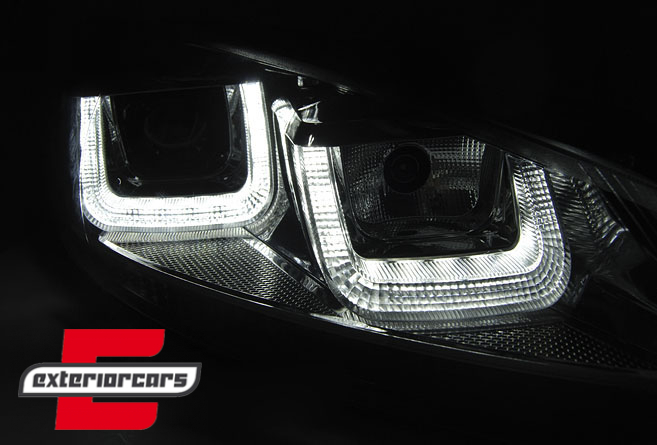 Prednja svjetla U-LED DRL Golf 7 look (crna) / Volkswagen Golf 6 (10.2008-2012), LPVWP4