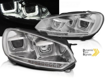 Prednja svjetla U-LED DRL LED SEQ žmigavci Golf 7 look (chrome) / Volkswagen Golf 6 (10.2008-2012), LPVWR4