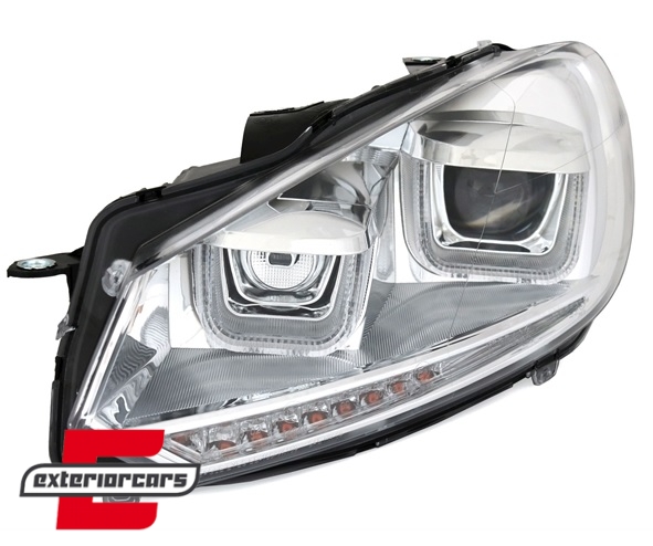 Prednja svjetla U-LED DRL LED SEQ žmigavci Golf 7 look (chrome) / Volkswagen Golf 6 (10.2008-2012), LPVWR4
