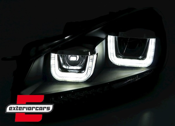Prednja svjetla U-LED DRL LED SEQ žmigavci Golf 7 look (chrome) / Volkswagen Golf 6 (10.2008-2012), LPVWR4