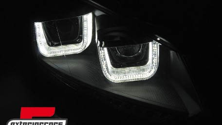 Prednja svjetla U-LED DRL LED SEQ žmigavci Golf 7 look (crna) / Volkswagen Golf 6 (10.2008-2012), LPVWR5