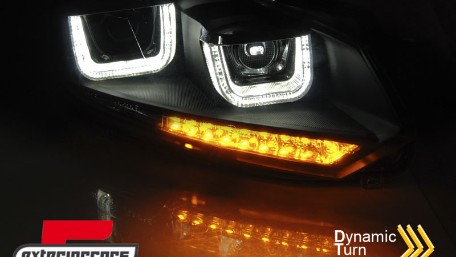 Prednja svjetla U-LED DRL LED SEQ žmigavci Golf 7 look (crna) / Volkswagen Golf 6 (10.2008-2012), LPVWR5