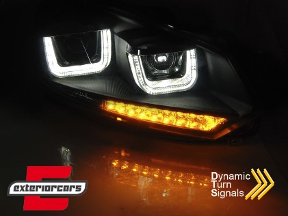 Prednja svjetla U-LED DRL LED SEQ žmigavci Golf 7 look (crna) / Volkswagen Golf 6 (10.2008-2012), LPVWR5