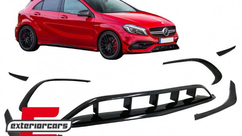 Prednji splitteri A45 AMG dizajn (piano crna) / Mercedes A-klasa W176 Facelift AMG Line (2015-2018), FBSPMBW176FAMG